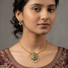 Multi Stone Pearl Drop South Indian Necklace Set