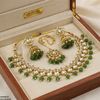 Marquise/Square Stone Pearl Drop Rajwari Necklace Set