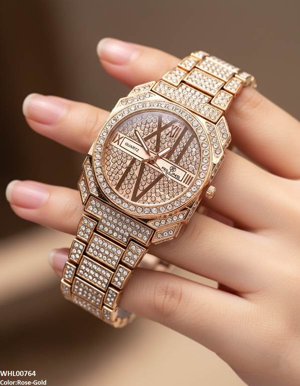 Round Rhinestone Dial Women's Watch