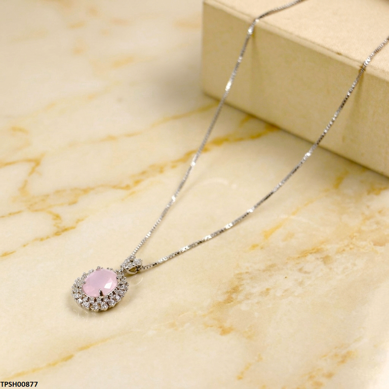 Oval Drop Zircon Pendant With Chain