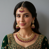 Tear/Square Pearl Drop Rajwari Necklace Set