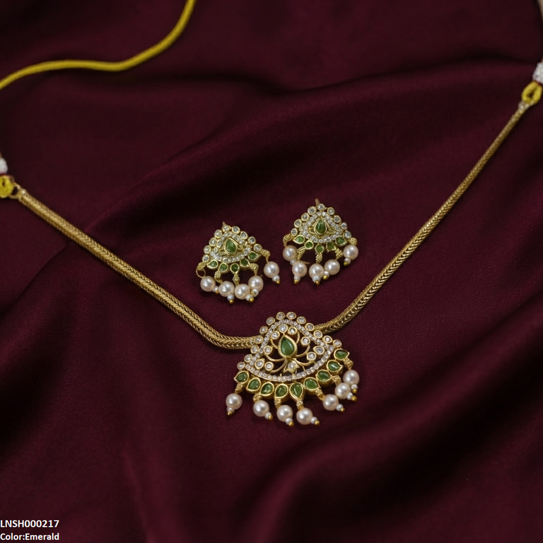 Tear Round Pearl Drop South Indian Necklace Set