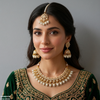 Tear/Square Pearl Drop Rajwari Necklace Set