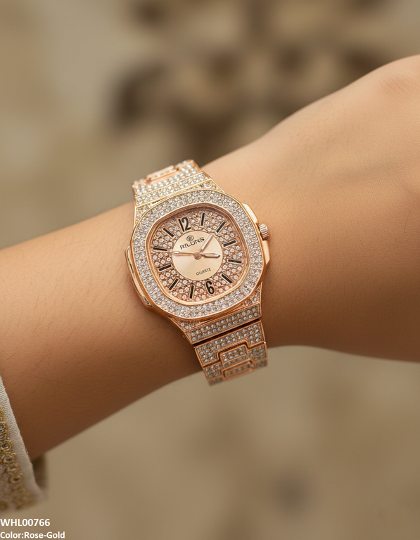 Rhinestone Round Dial Women's Watch