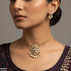 Multi Stone Pearl Drop South Indian Necklace Set