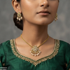 Oval/Tear Pearl Drop South Indian Necklace Set