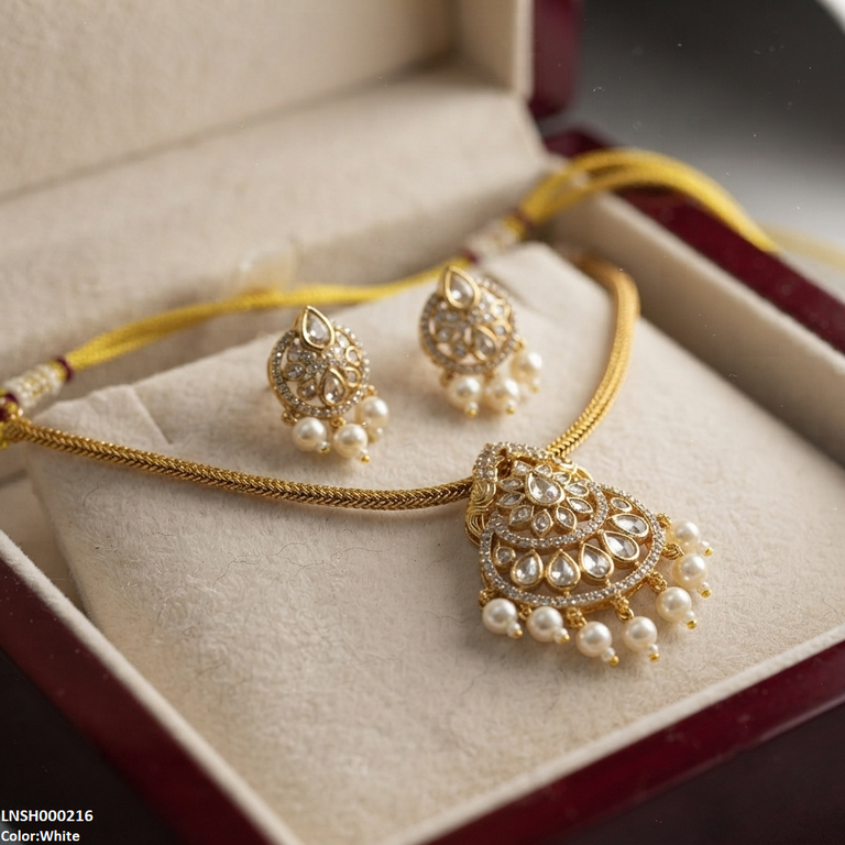 Tear Pearl Drop South Indian Necklace Set