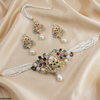 Multi Flower Pearl Drop Choker Set