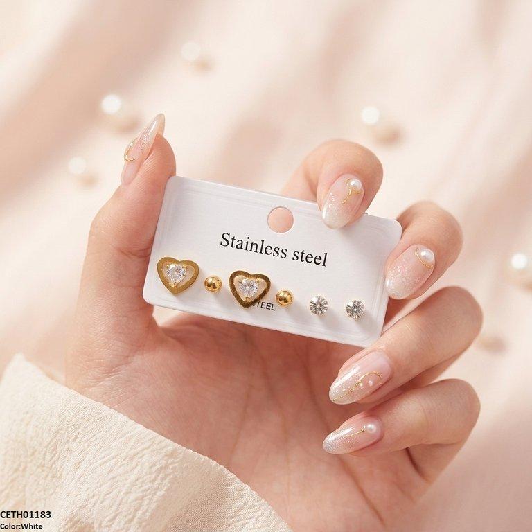 Heart/Round Stainless Steel 3 Tops Pairs