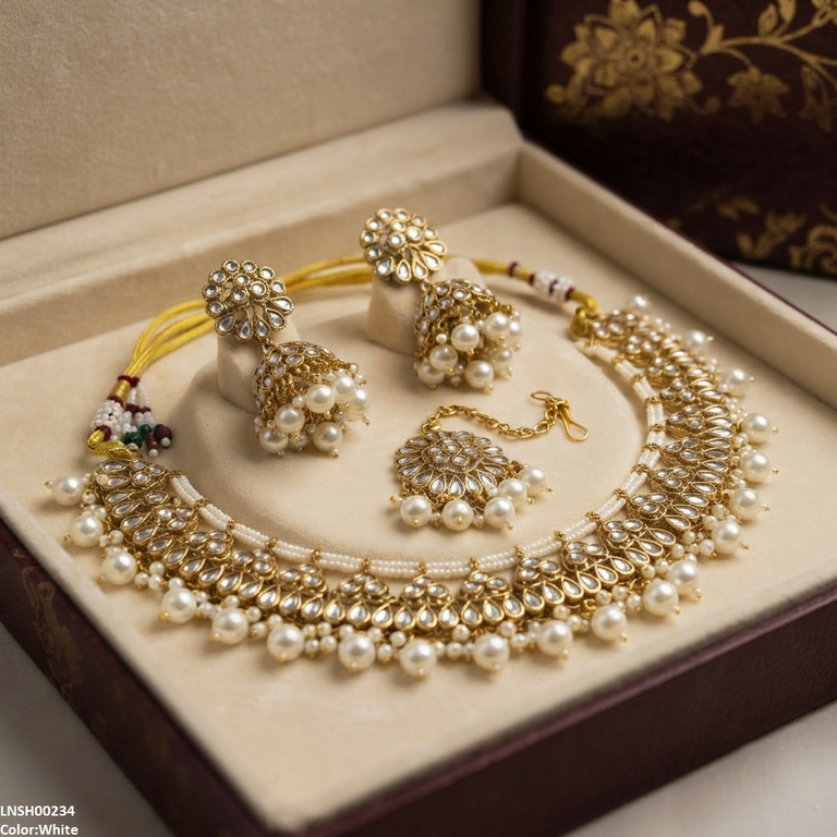 Tear Pearl Drop Rajwari Necklace Set