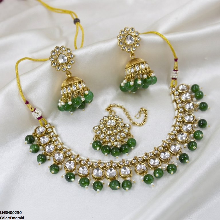 Oval Pearl Drop Rajwari Necklace Set