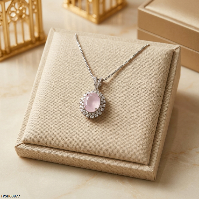 Oval Drop Zircon Pendant With Chain