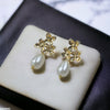 Flower Pearl Drop Earrings