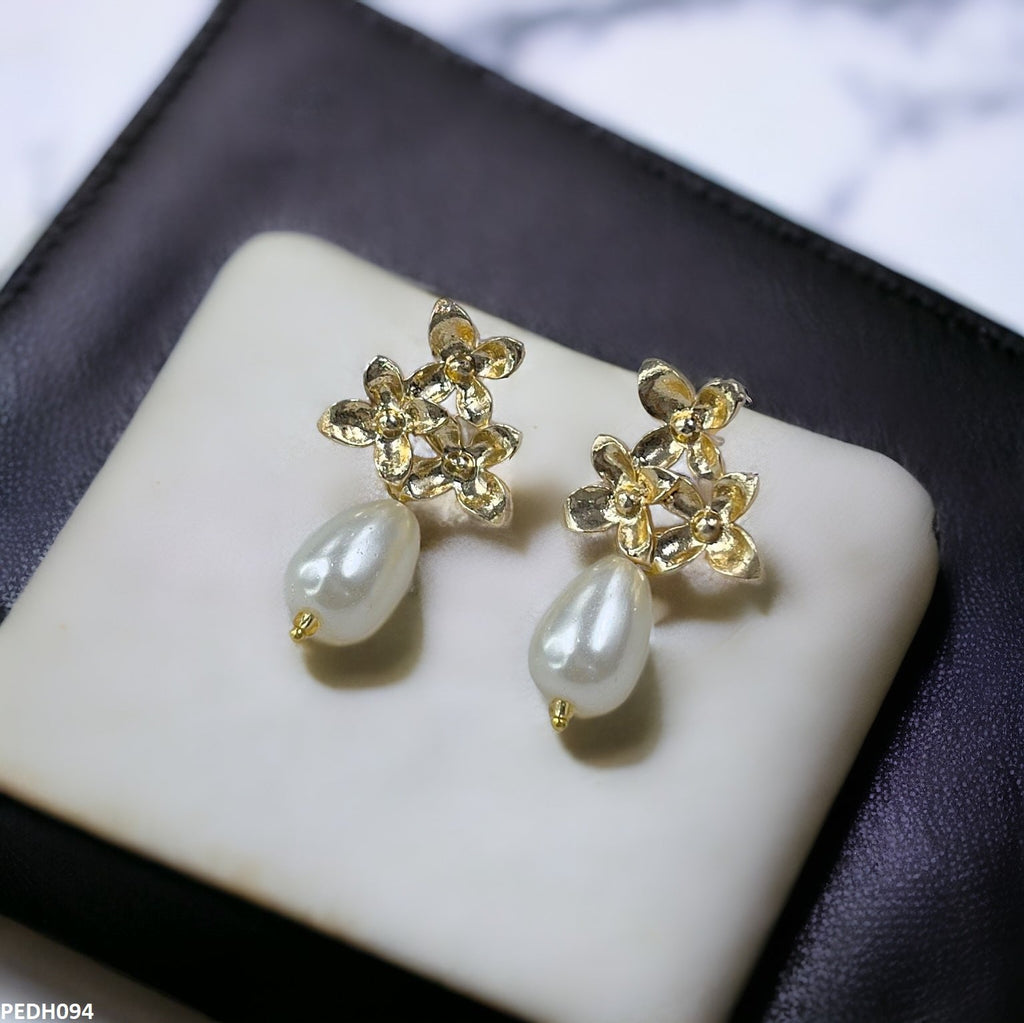 Flower Pearl Drop Earrings