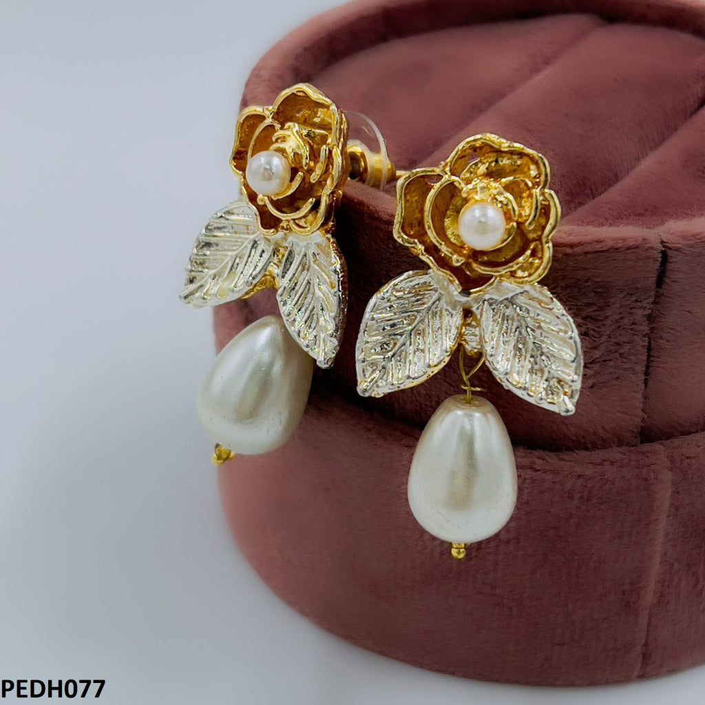 Flower/Pearl Drop Earring Pair