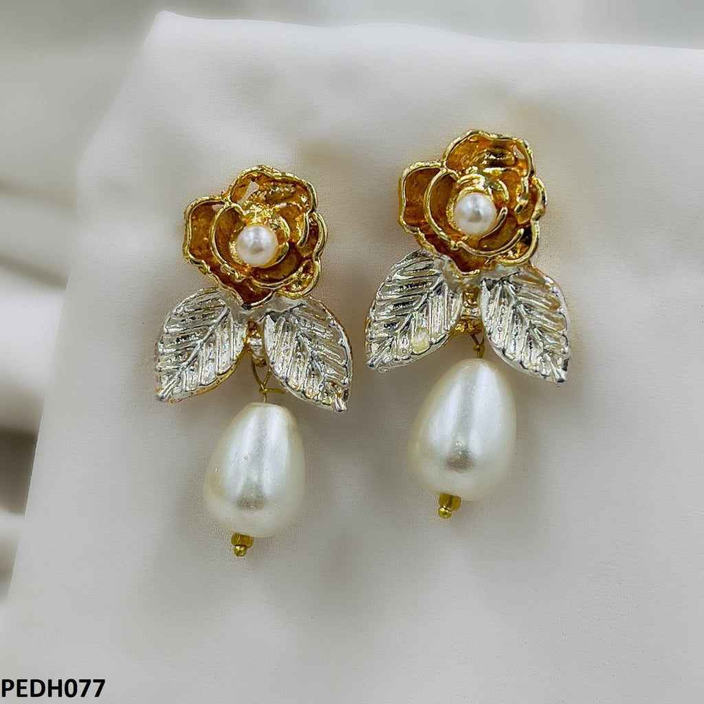 Flower/Pearl Drop Earring Pair