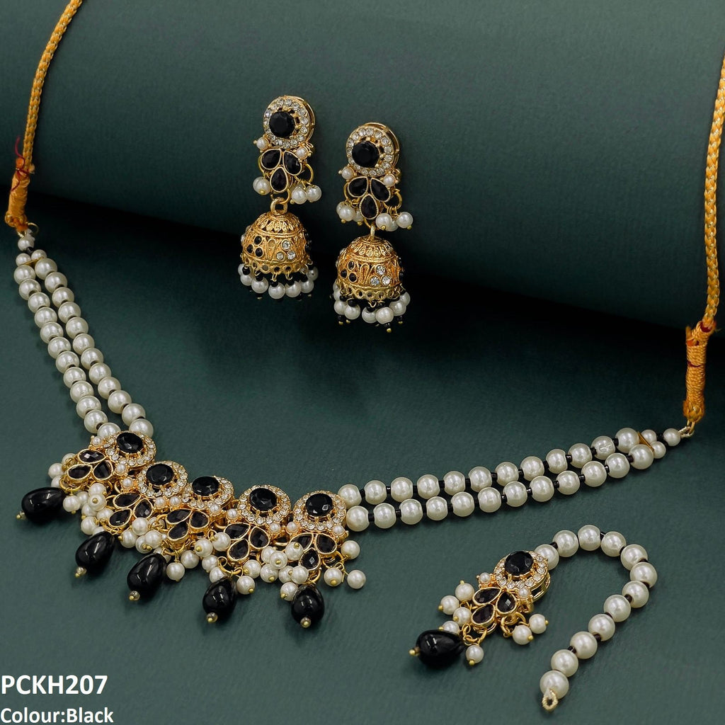 Circle/Tear Pearl Drop Choker Set