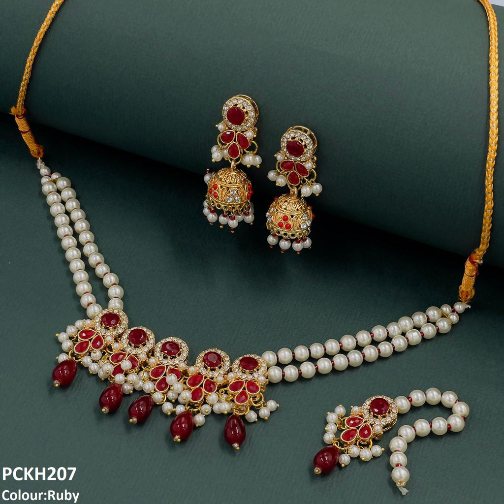 Circle/Tear Pearl Drop Choker Set