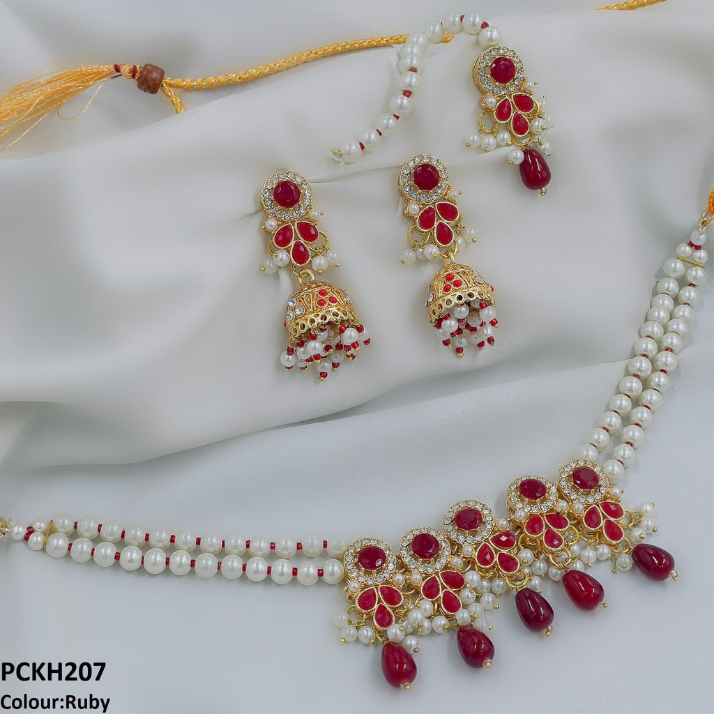 Circle/Tear Pearl Drop Choker Set