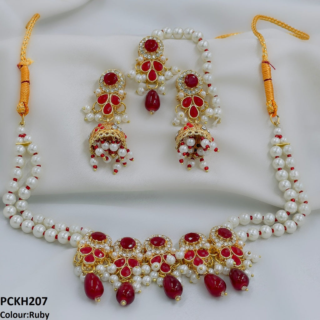 Circle/Tear Pearl Drop Choker Set