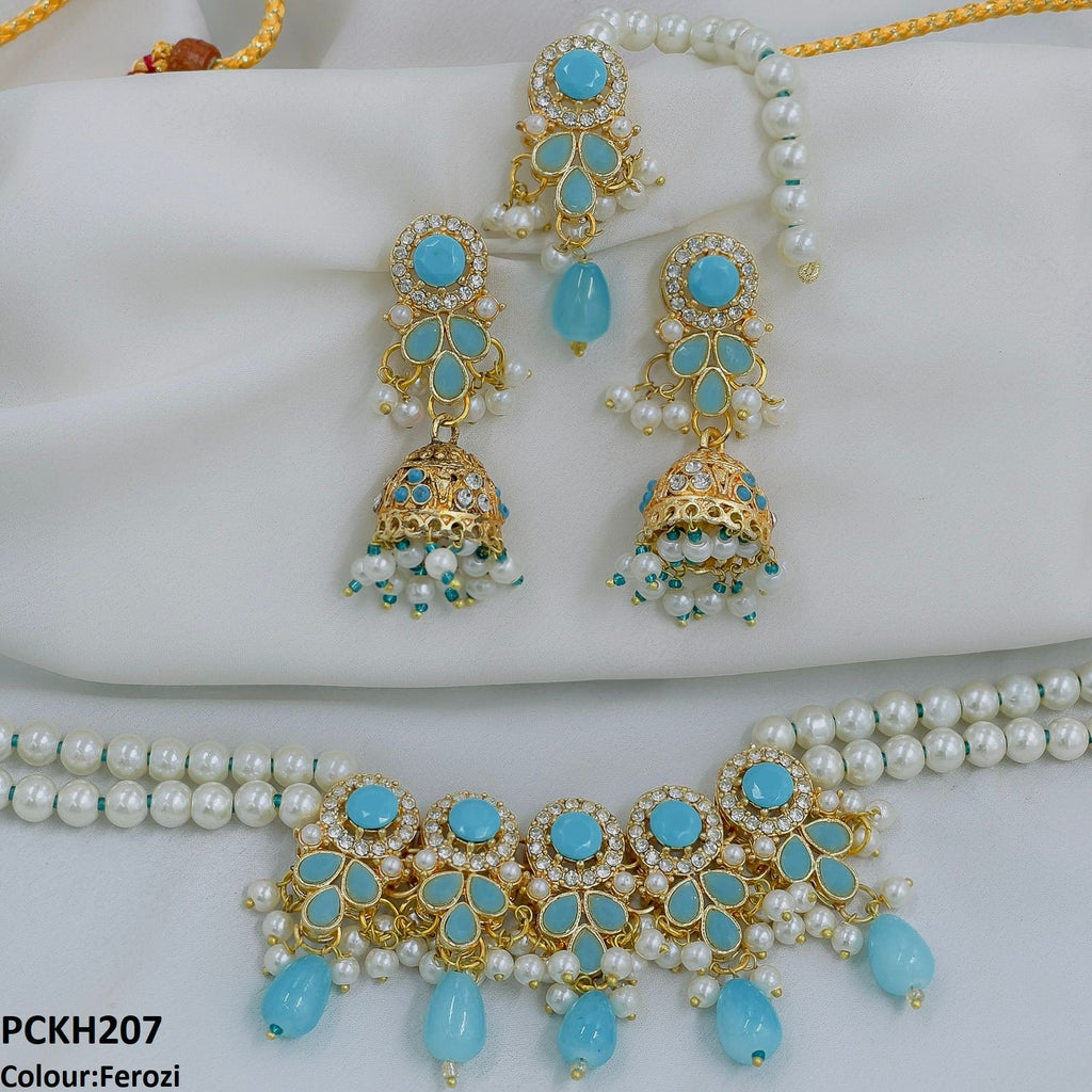 Circle/Tear Pearl Drop Choker Set
