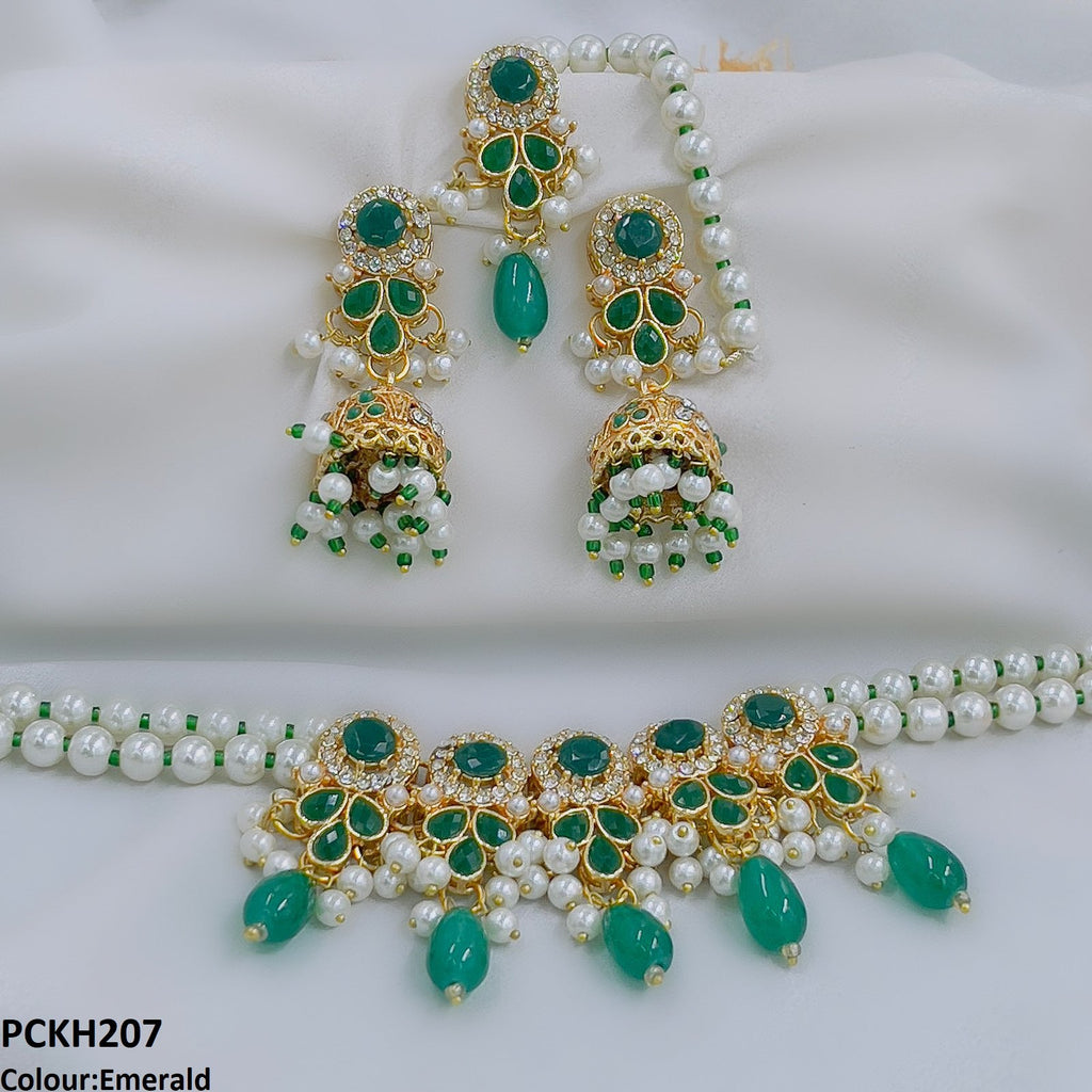 Circle/Tear Pearl Drop Choker Set