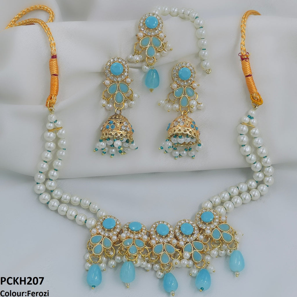 Circle/Tear Pearl Drop Choker Set
