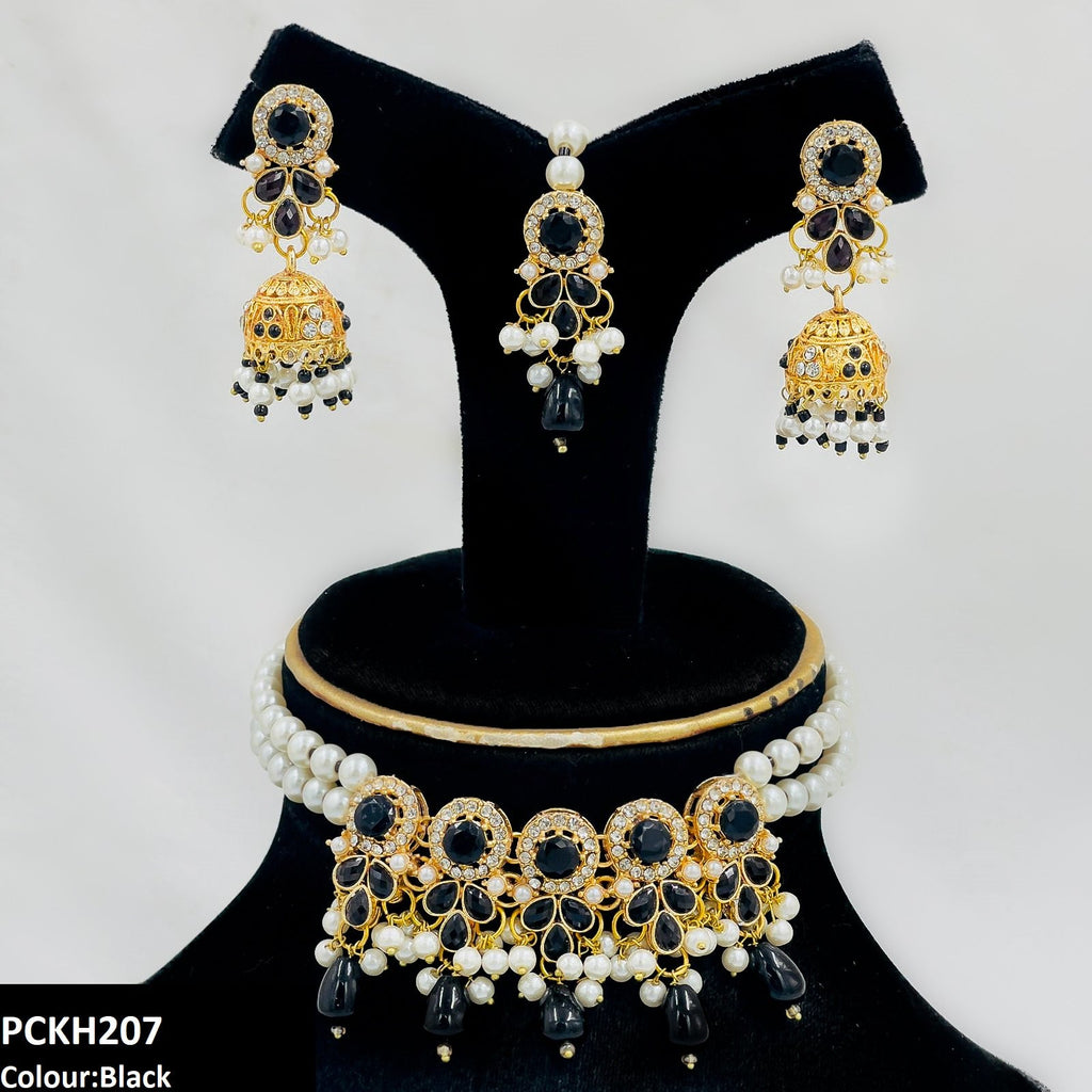 Circle/Tear Pearl Drop Choker Set