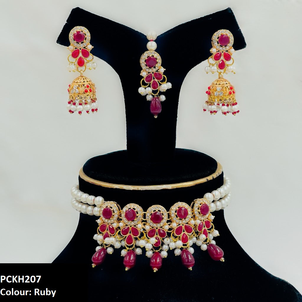Circle/Tear Pearl Drop Choker Set