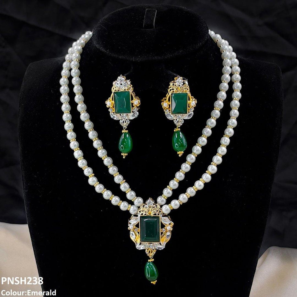Rectangle Pearl Drop Necklace Set