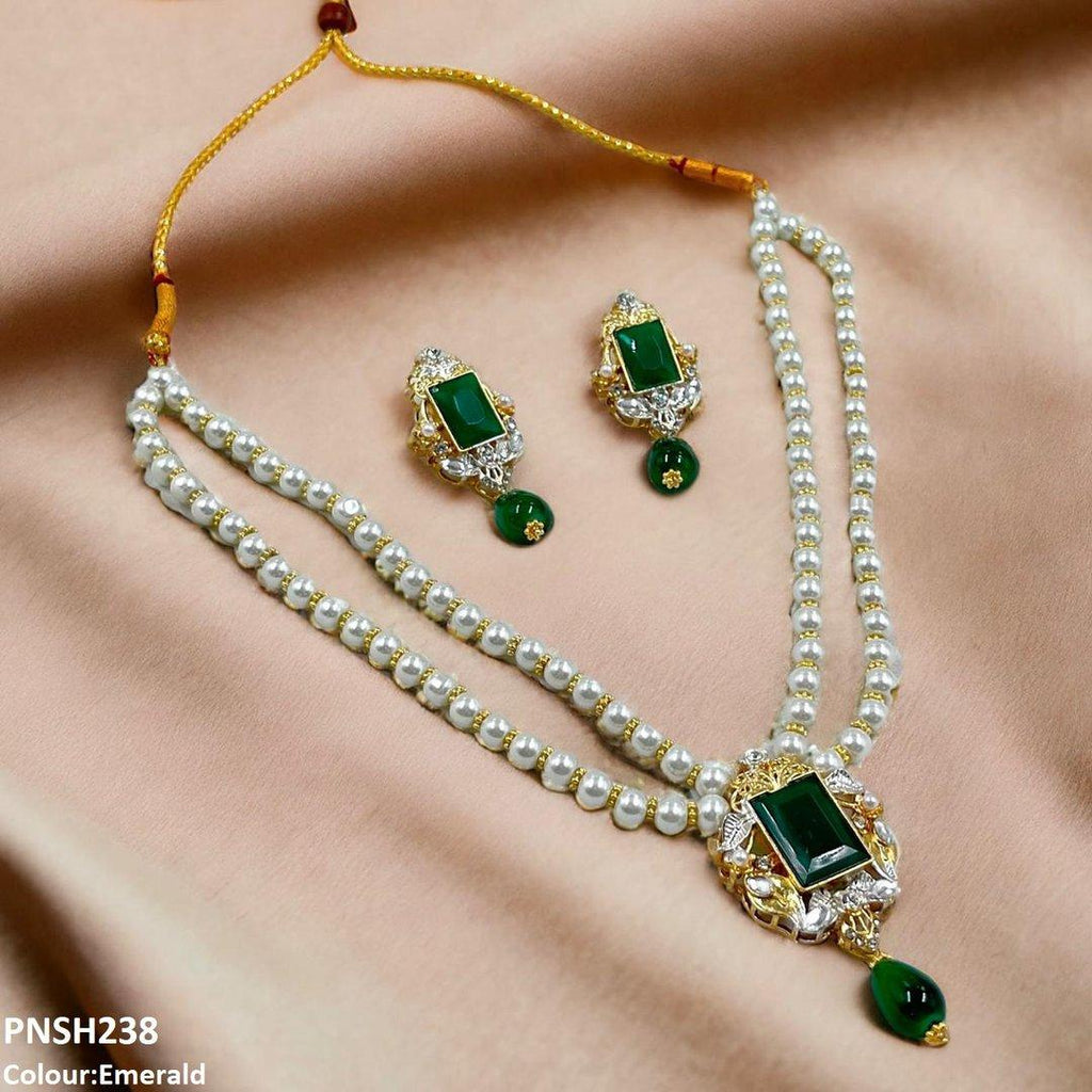Rectangle Pearl Drop Necklace Set
