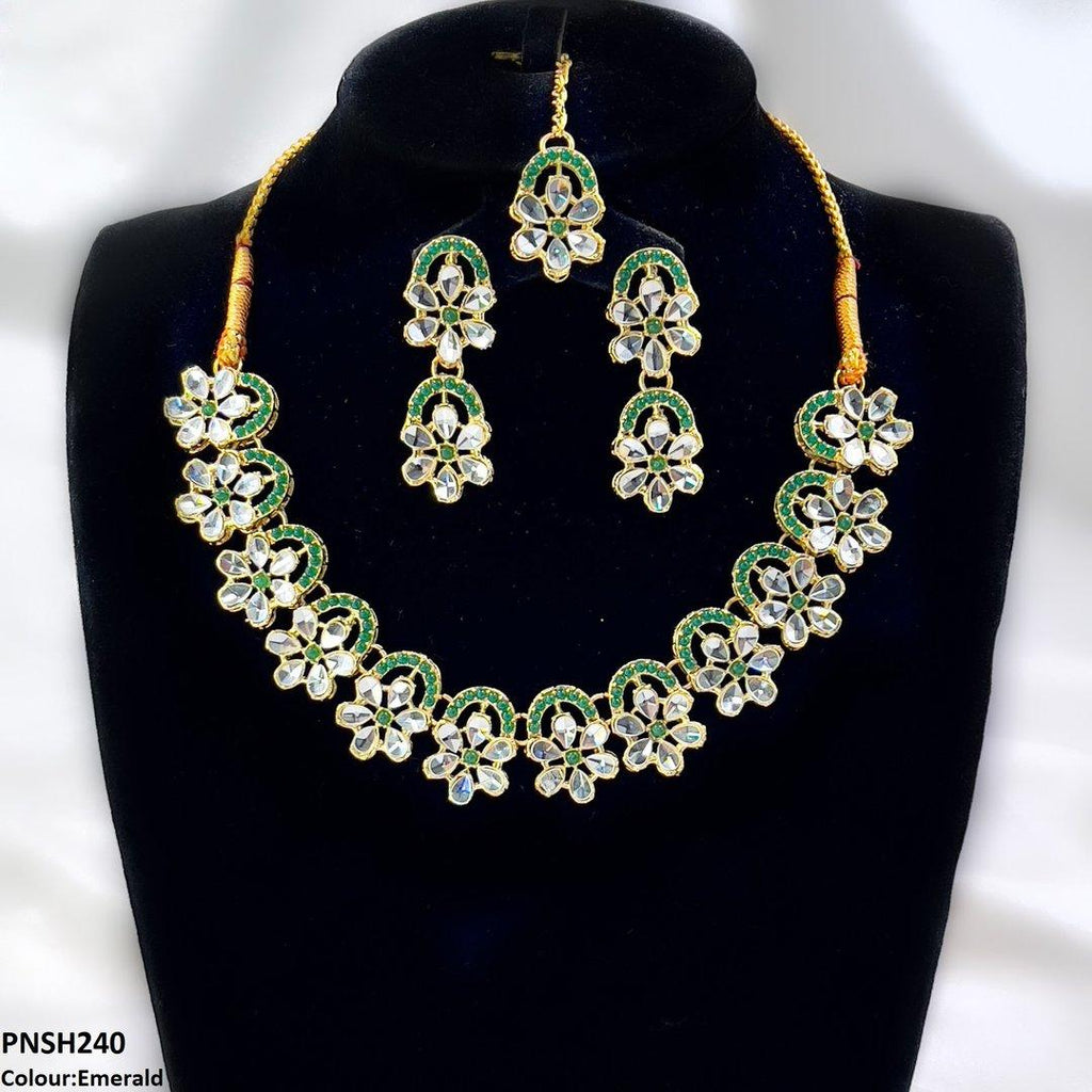 Flower Tear Stone Necklace Set