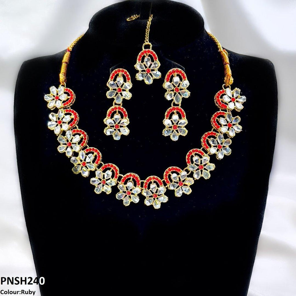 Flower Tear Stone Necklace Set