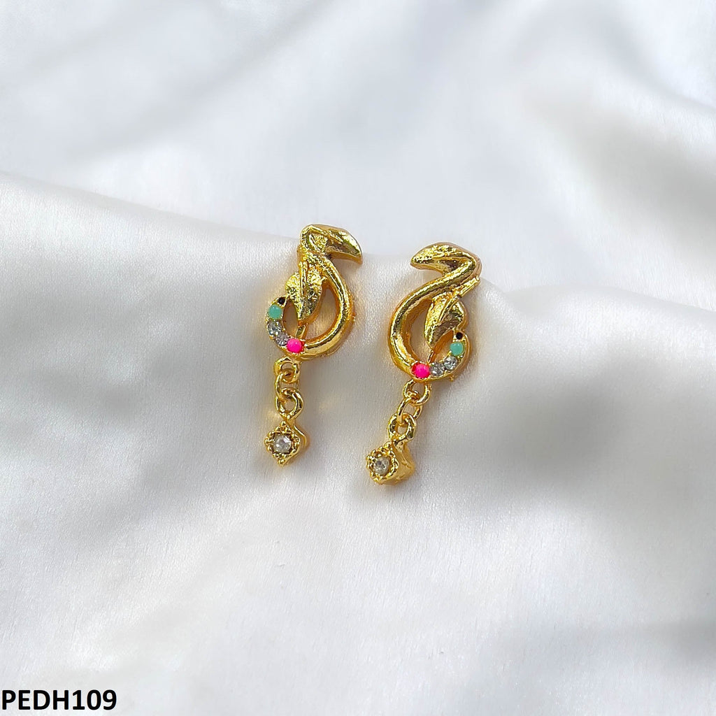Covered Leaf Round Drop Earrings