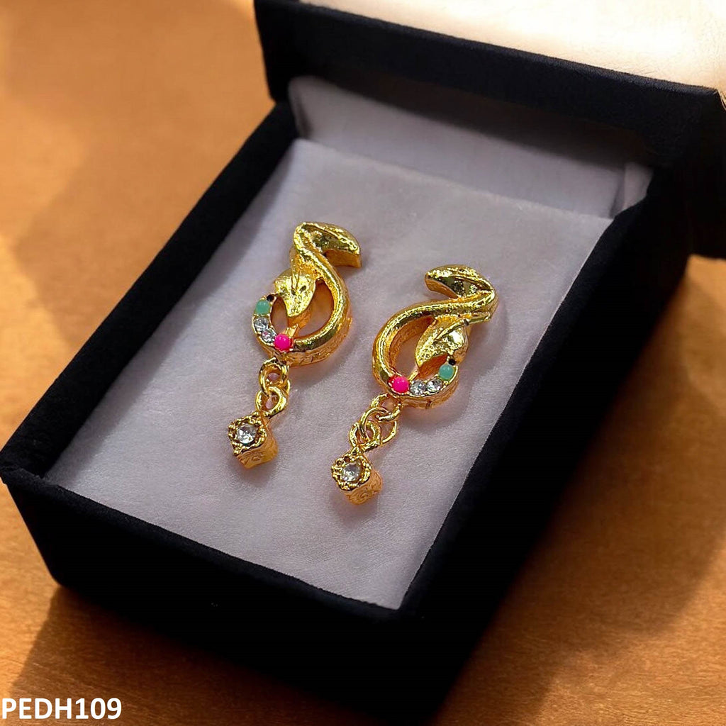 Covered Leaf Round Drop Earrings