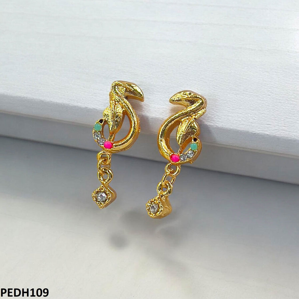 Covered Leaf Round Drop Earrings