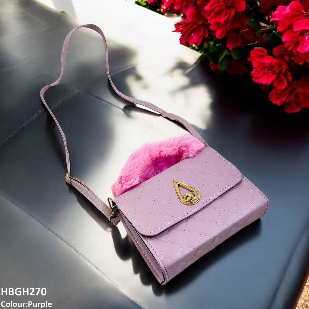 Fluffy Handle Cross body Bag