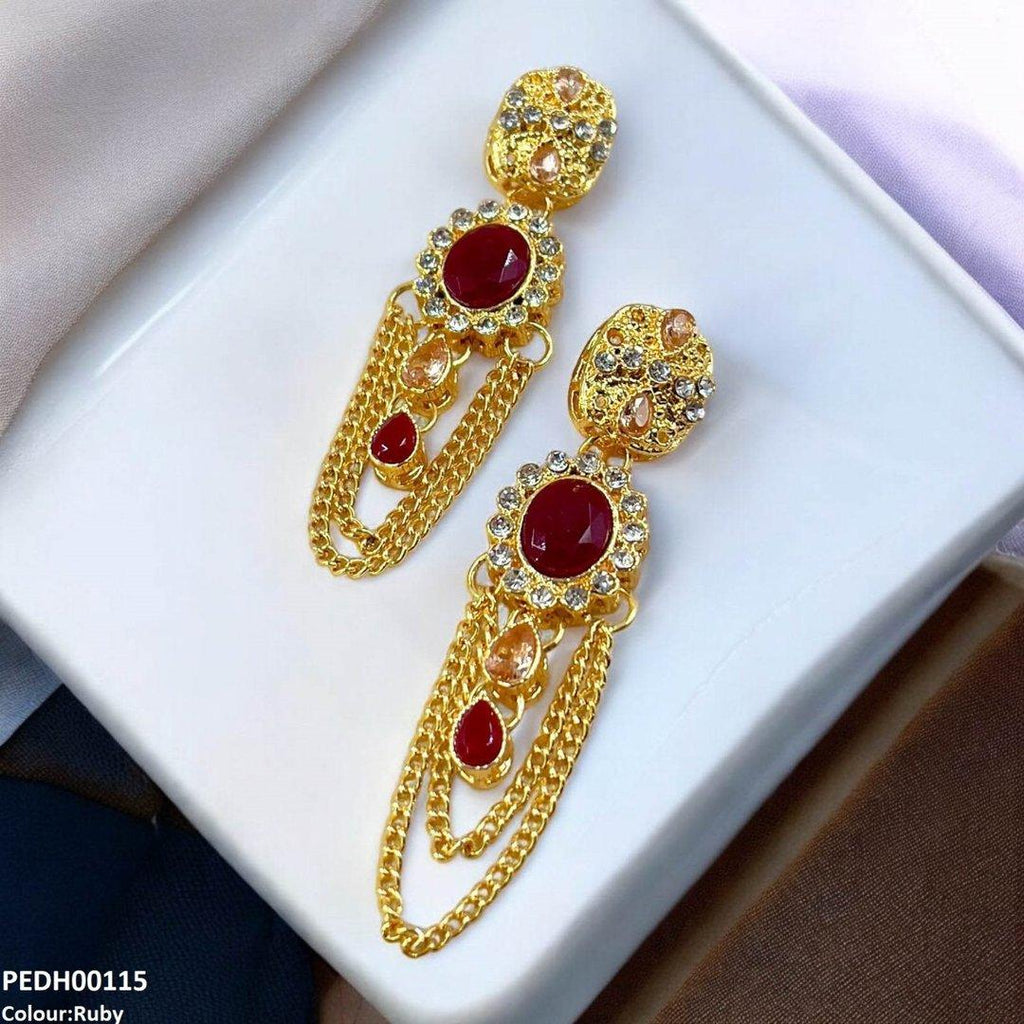 Double Chain Tear Drop Earrings