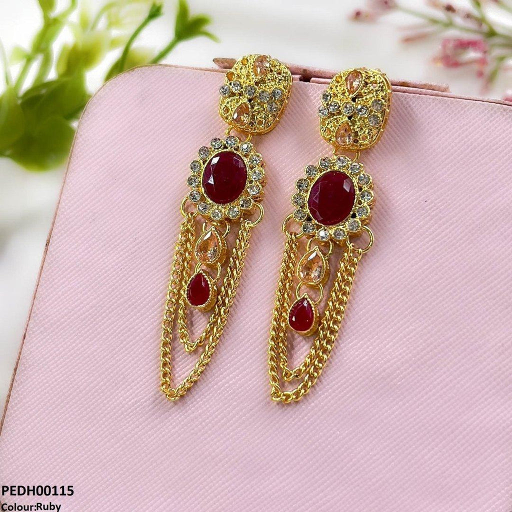 Double Chain Tear Drop Earrings