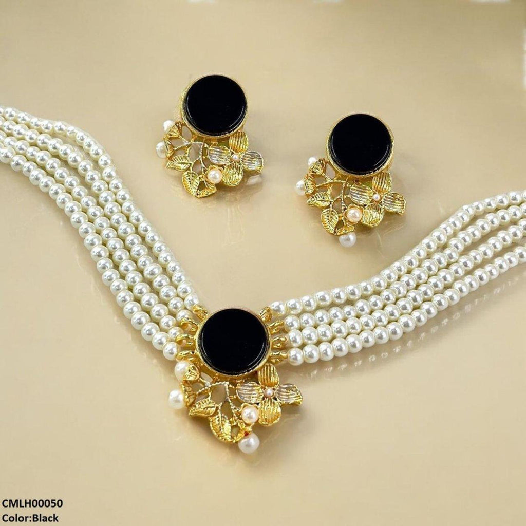 Circle Flower Pearl Choker Set