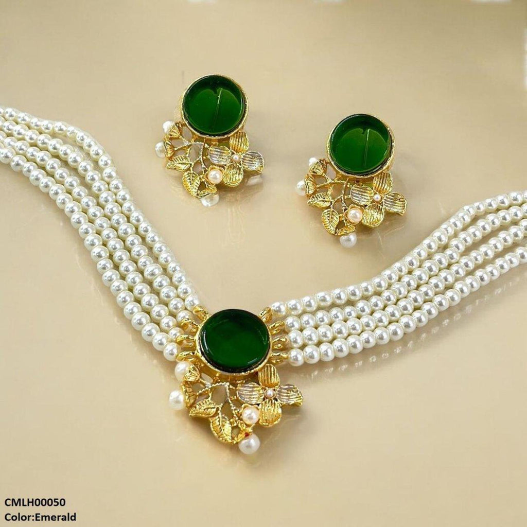 Circle Flower Pearl Choker Set