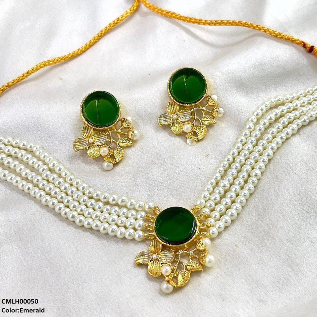 Circle Flower Pearl Choker Set