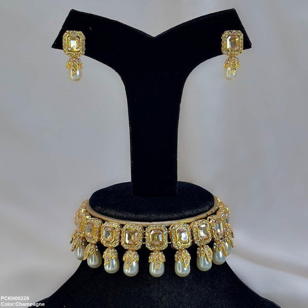 Rectangle Pearl Choker Set