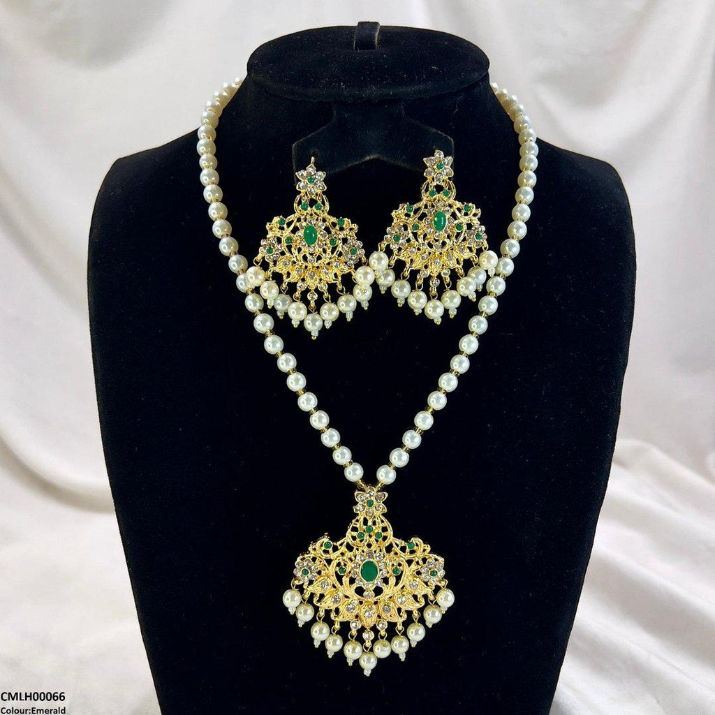 Oval/Flower Pearl Drop Mala Set