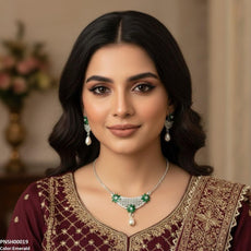 Flower Pearl Drop Necklace Set