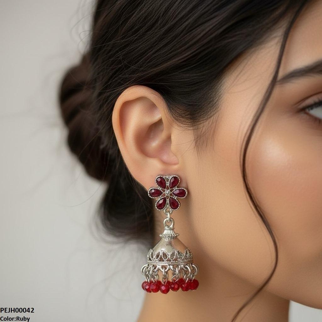 Flower Pearl Drop Jhumki