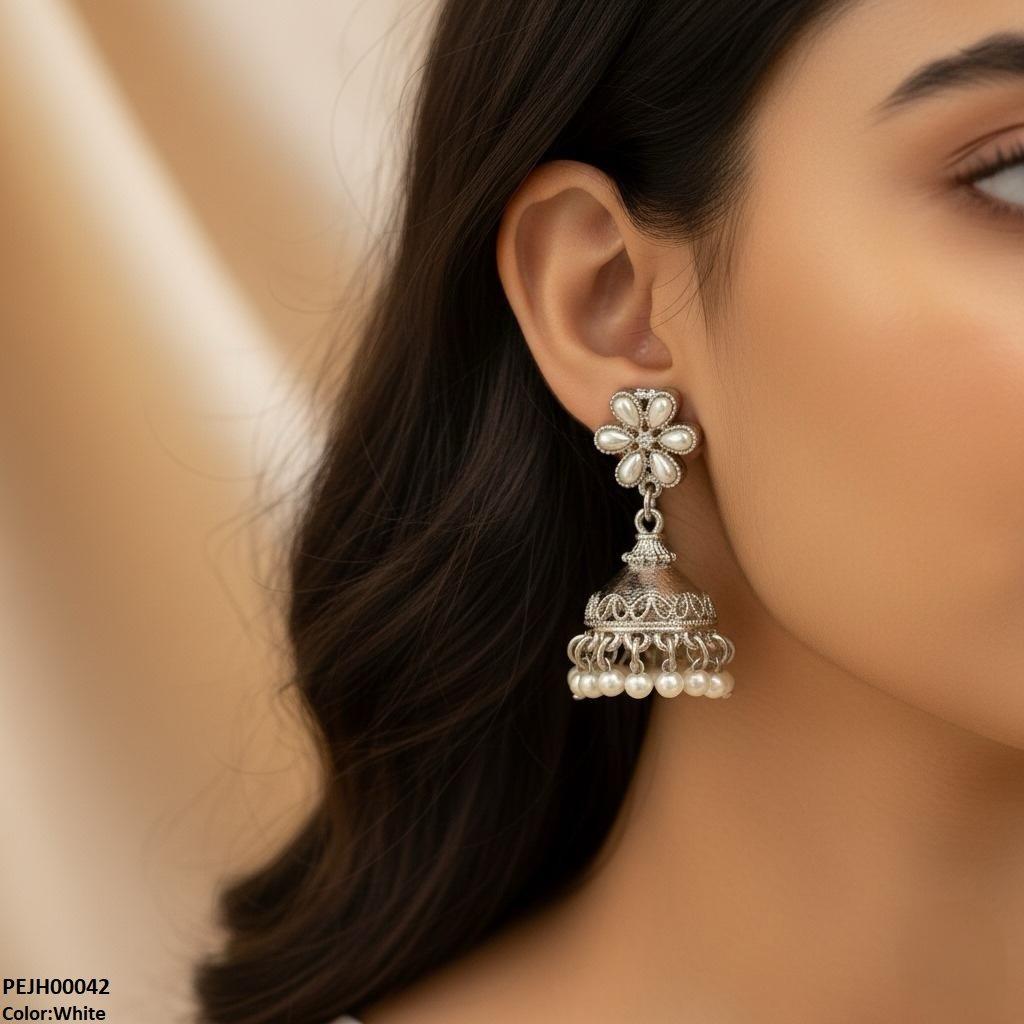 Flower Pearl Drop Jhumki