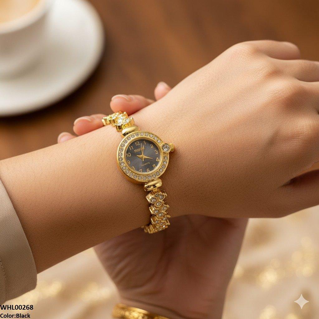 Rhinestone-Embellished Dial Watch