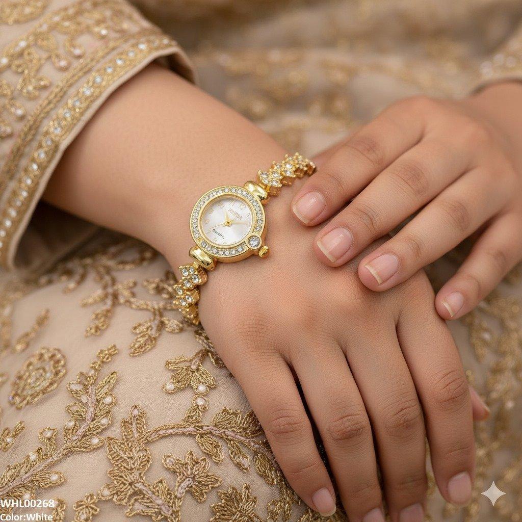 Rhinestone-Embellished Dial Watch