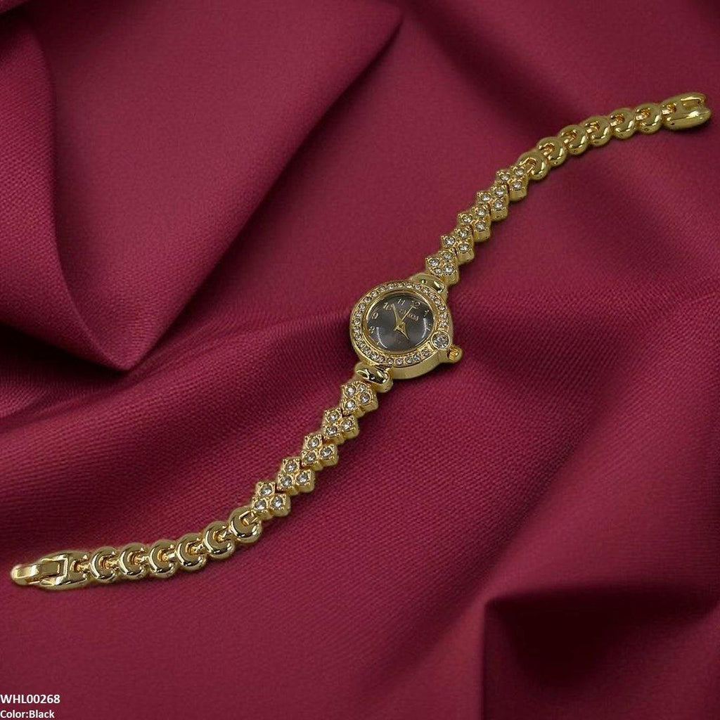 Rhinestone-Embellished Dial Watch